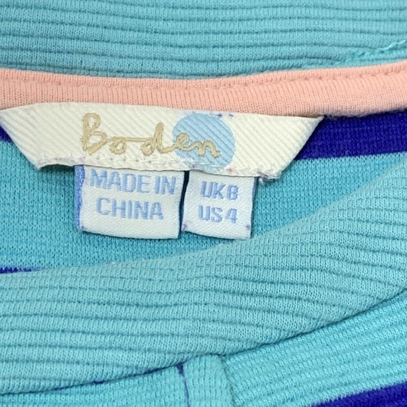 Boden Top Womens 4 Blue Maggie Ottoman 3/4 Sleeve Ribbed Knit Boat Neck Pockets - Picture 5 of 11